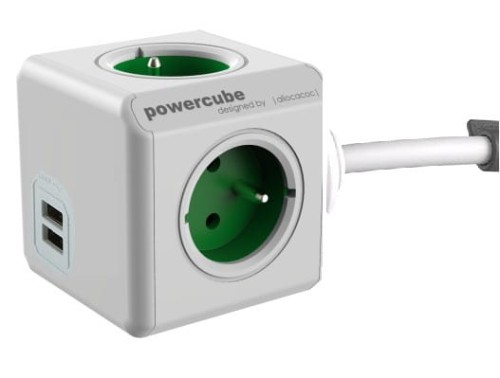 Allocacoc Listwa zasilająca PowerCube Extended USB 1,5m  2402GN/FREUPC Zielona