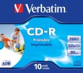Verbatim CD-R 700MB 48x DataLife Plus Printable 10-Pack Jewel 43325