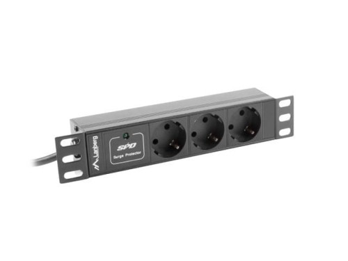 Lanberg Listwa zasilająca Rack PDU 10 cali 1U 3x Schuko 2m 10A czarna C14