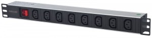 Intellinet Listwa zasilająca rack 19 1U 110V-250V/10A 8 gniazd C13 kabel 2m