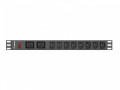Lanberg Listwa zasilająca Rack PDU 19 cali 1U 16A 2X C19 8X IEC C13 czarny C20