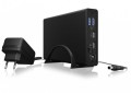 IcyBox Obudowa IB-382H-C31 2,5/3,5 HDD z wbudowanym HUB 1xUSB-C, 2xUSB -A,  12V2A