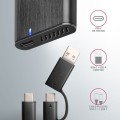 AXAGON EEM2-SB2 Obudowa zewnętrzna aluminiowa bezśrubowa USB-C 3.2 Gen 2 - M.2 NVMe / SATA SSD 30-80mm ALU pudełko czarne + USB-A - USB-C redukcja