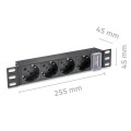 Qoltec Listwa zasilająca PDU do RACK 10" | 1U | 16A | 4xSchuko | 1.8m