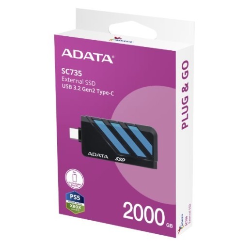 Adata Dysk SSD External SC735 2TB U3.2C 1000/1000MB/s Blue