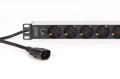 Digitus Listwa zasilająca PDU Rack 19" z bezpiecznikiem przeciążeniowym, 9 gniazd Schuko CEE 7/3 (45°), kabel 2m wtyk IEC C14, 10A, aluminiowa