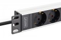 Digitus Listwa zasilająca PDU Rack 19", 9 gniazd Schuko CEE 7/3 (45°), kabel 2m wtyk IEC C20, 16A, aluminiowa