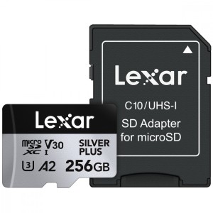 Lexar Karta pamięci microSD 256GB C10 A2 U3 V30 205/150MB/s Silver Plus