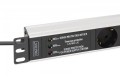 Digitus Listwa zasilająca PDU Rack 19" z zabezpieczeniem przeciwprzepięciowym + filtr EMI/RFI, 7 gniazd Schuko CEE 7/3, kabel 2m, wtyk Unischuko CEE 7