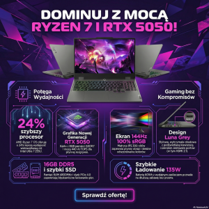 Laptop Lenovo Gaming LOQ RYZEN 7 170 3.2G 16GB 512GB SSD RTX5050 8GB W11H