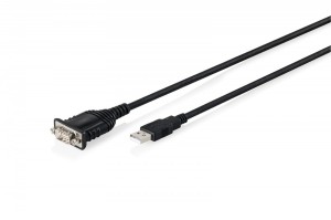 Digitus Kabel adapter USB 2.0 do RS232 (DB9) | Chipset FTDI (FT232RNL) | PVC, czarny | Mocowanie w tulejkach gwintowanych | 1.8m
