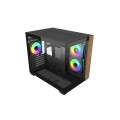 Cooler Master Obudowa Elite 481 Wood 270° Seamless Glass mATX
