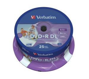 Verbatim Płyty DVD+R  (8x) 8,5GB DoubleLayer CB 25  Printable  43667