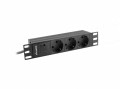 Lanberg Listwa zasilająca Rack PDU 10 cali 1U 3x Schuko 2m 16A czarna